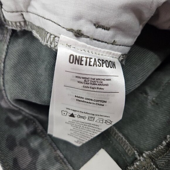 New One Teaspoon Leopard Vanguard Denim Skirt Womens 24 Mini Night Crawler - Picture 5 of 6